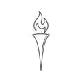 Burning torch vector icon symbol isolated on white background Royalty Free Stock Photo