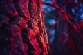 Burning tree in the forest, close-up of a red fire Royalty Free Stock Photo