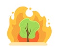 Burning tree semi flat colour vector object Royalty Free Stock Photo