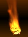 Burning US Dollar icon Royalty Free Stock Photo