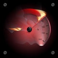 Burning vector speedometer fire flame illustration on the black. Royalty Free Stock Photo