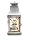 Burning vintage lamp on a white background. Royalty Free Stock Photo