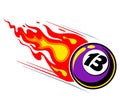 Burning violet billiard pool snooker ball vector Illustration.