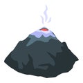 Burning volcano icon, isometric style