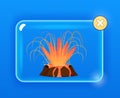 Burning Volcano with Splashing Red Lava Graphic