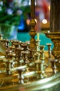 Burning warm candles at a ceremony in the temple.