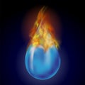 Burning Water Drop with Fire Flame