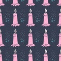 Burning Wax Candle Seamless Pattern-02