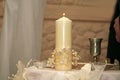 Burning wedding candle at the ceremony Royalty Free Stock Photo