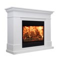 Burning white fireplace isolated on white background Royalty Free Stock Photo