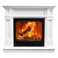 Burning white fireplace isolated on white background Royalty Free Stock Photo