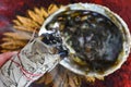 Burning White Sage Smudge Stick Royalty Free Stock Photo