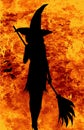 Burning Witch Silhouette With Fire Background
