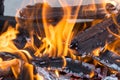 Burning wood in a brazier Royalty Free Stock Photo