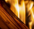 Burning wood close-up Royalty Free Stock Photo