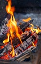 Burning wood close up Royalty Free Stock Photo