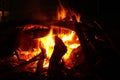 Burning wood fire in fireplace Royalty Free Stock Photo