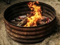 Burning Wood In A Fire Pit Royalty Free Stock Photo