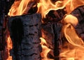 Burning wood logs