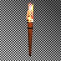 Burning wood torch