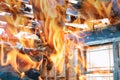 House fire view rise from burning house Royalty Free Stock Photo