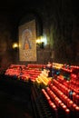 Burning worship candles, Montserrat Basilica Royalty Free Stock Photo