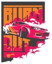 Burnout car, Japanese drift sport, JDM, Royalty Free Stock Photo