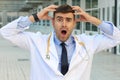 Burnout doctor suffering a stress disorder