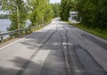 Burnout marks on the asphalt road. Royalty Free Stock Photo
