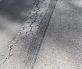 Burnout marks on the asphalt road. Royalty Free Stock Photo