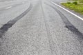 Burnout marks on the asphalt road. Royalty Free Stock Photo