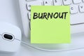 Burnout ill illness stress stressed at work business concept mouse