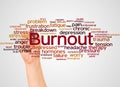 Burnout word cloud and hand with marker concept Royalty Free Stock Photo