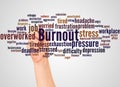 Burnout word cloud and hand with marker concept Royalty Free Stock Photo