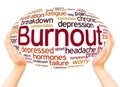 Burnout word cloud hand writing concept