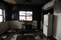 Burnt apartment house interior. Consequences of fire