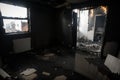 Burnt apartment house interior. Consequences of fire Royalty Free Stock Photo