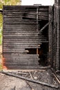 Burnt broken wood wall Royalty Free Stock Photo