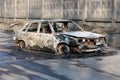 The burnt car. Royalty Free Stock Photo