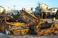 Burnt car pileup from Hurricane Sandy Royalty Free Stock Photo