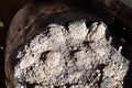 Burnt charcoal, charcoal ash in an extinct grill Royalty Free Stock Photo