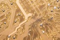 Burnt circuit board abstract background. spoiled motherboard close up. Intelligent technology