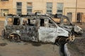 Burnt down cars Royalty Free Stock Photo