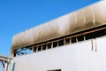 Burnt facade of an industrial workshop building after a fire Royalty Free Stock Photo