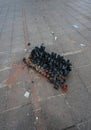 burnt firework remains on pavement.. Royalty Free Stock Photo