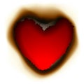 Burnt hole in shape of heart Royalty Free Stock Photo