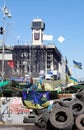 Burnt house of trade unions in Kyiv