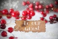 Burnt Label, Snow, Snowflakes, Text Be Our Guest Royalty Free Stock Photo