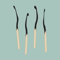 Burnt matches. Vector illustration. Royalty Free Stock Photo