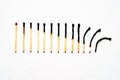 Burnt matches on a white background Royalty Free Stock Photo
